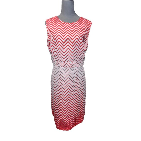 Vintage Danny & Nicole 2 Pc Dress Coral Ombre Chevron Crop Jacket Womens Plus 18 - Picture 6 of 10